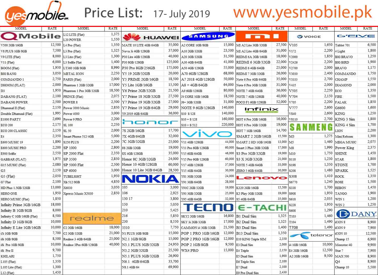Price List Q Mobile New Model 2020 Price In Pakistan